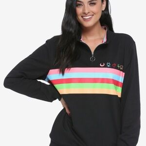 Box Lunch Sailor Moon Black Quarter Zip Sweatshirt Pockets TOEI Animation